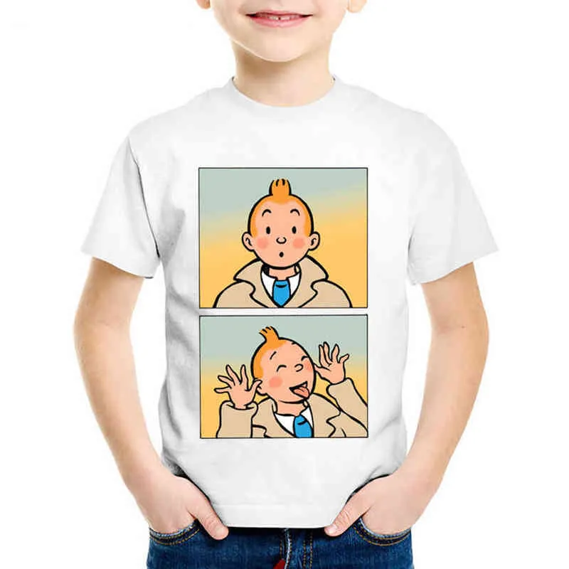 Cartoon Print Kinderen Grappige T-shirts Kids Mode Zomer Korte Mouw Tees Jongens / Meisjes Casual Tops Babykleding G1224