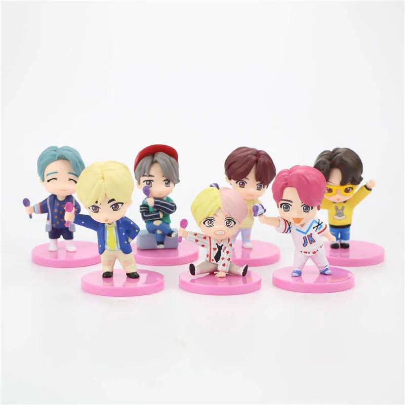 / 4G 5G 6G 7G TINY TAN Action Figure Bangtan Garçons Jouets Groupe Modèle KPOP Star TOP Funs A.R.M.Y PVC Cadeaux D'anniversaire 210928