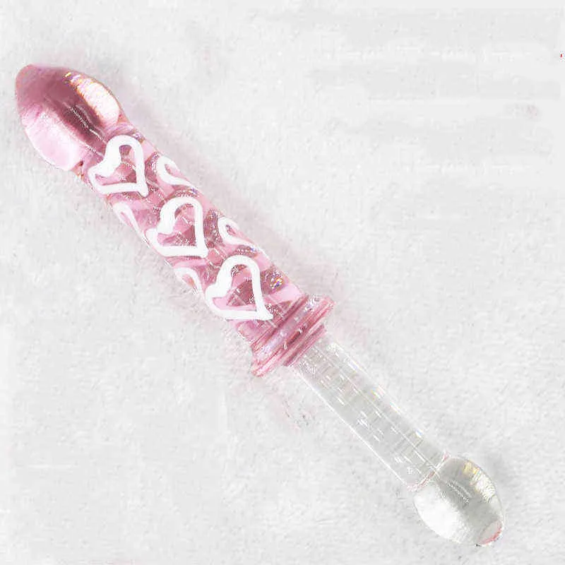 Dildo Cuore rosa Vetro Dildo anale Giocattolo del sesso Butt Plug Pene donna Uomo Massaggiatore di cristallo Gay Prodotto adulti Masturbazione 1120