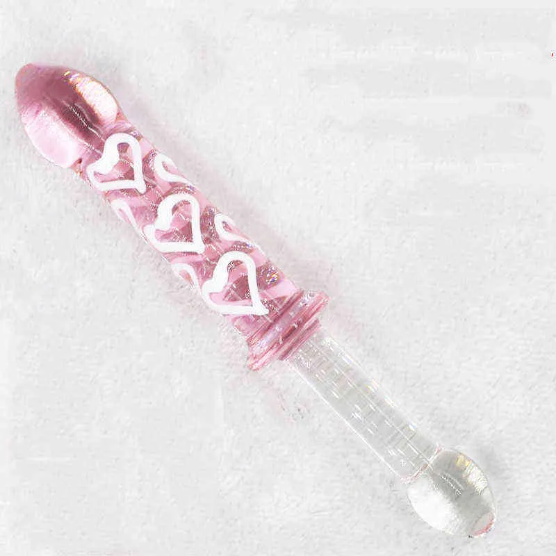 Dildos Rosa Herz Glas Analdildo Sexspielzeug Butt Plug Penis für Frau Männer Kristall Massagegerät Homosexuell Erwachsene Produkt Masturbation 1120