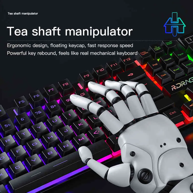 and Wired backlight mechanical feeling keyboard Gamer kit Silent 3200DPI Gaming Mouse Set for PC Laptop