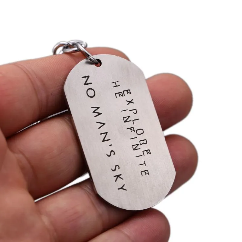 Nyckelringar Ingen mans Sky Keychain Mans Dog Tag Key Ring Holder Chaveiro Game Chain Pendant Men Gift Jewelry YS102183281S