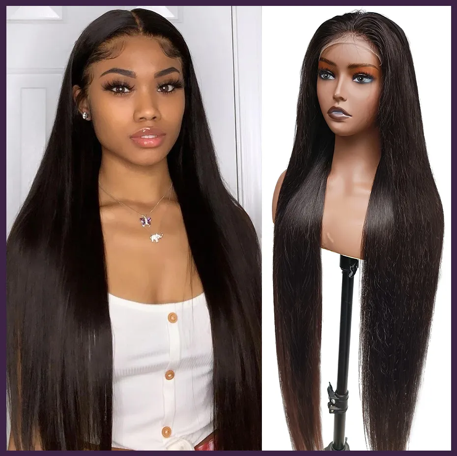 150% Remy Baby Hair 13x6 Transparente HD Lace Front Wig Bone Straight Human Hair Lace Frontal Wigs Brasileiro Straight 4x4 Lace Closure Wig