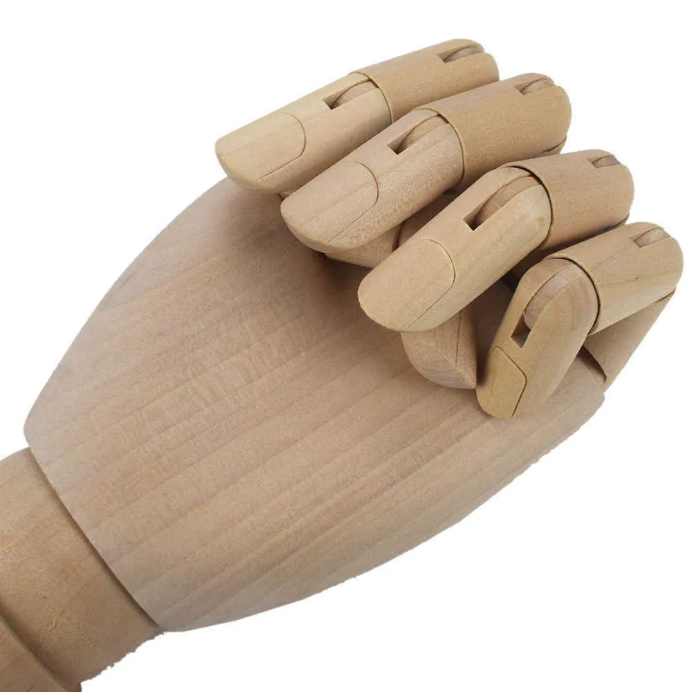 Modèle de main en bois Figure humaine Artiste Peinture Modèle Mannequin Poupée articulée Dessin flexible Manikin Sculpture en bois Figurines 210811