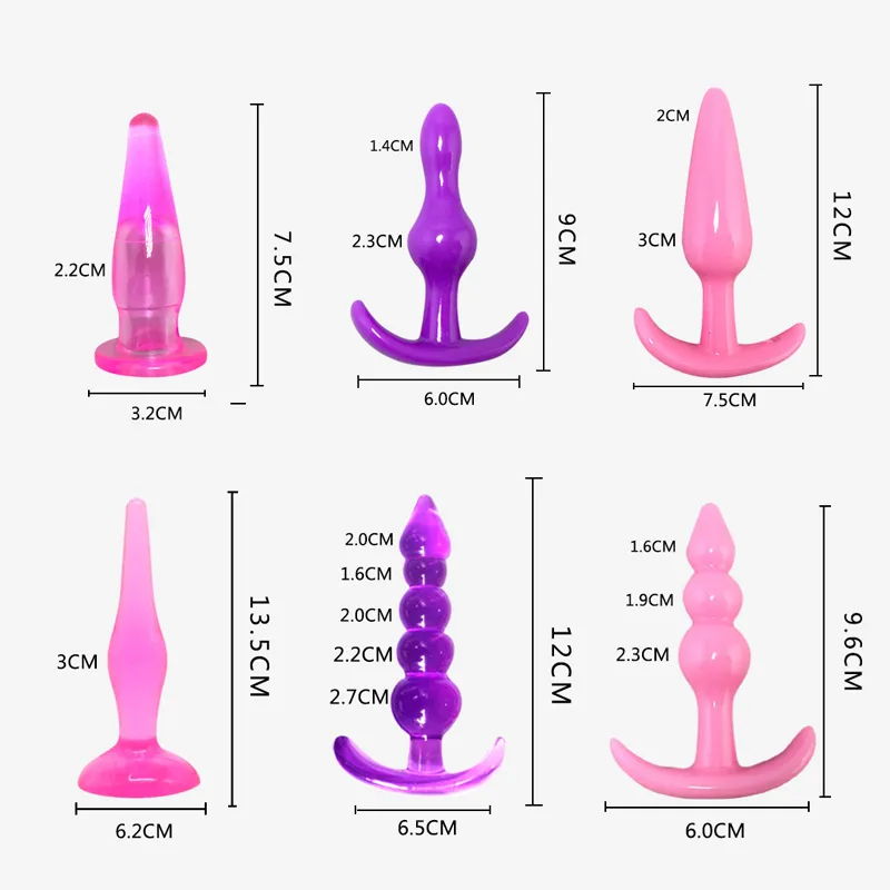 Yutong 6 шт. набор безопасный силиконовый анальная пробка фаллоимитатор мастурбация анальные вагинальные игрушки для женщин и мужчин расширитель для геев2989991