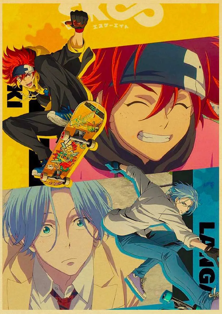 Vintage Sk8 The Infinity Japane Anime Posters HD Affisch Kraftpapper Heminredning Studie Sovrum Bar Cafe Väggmålningar H0928