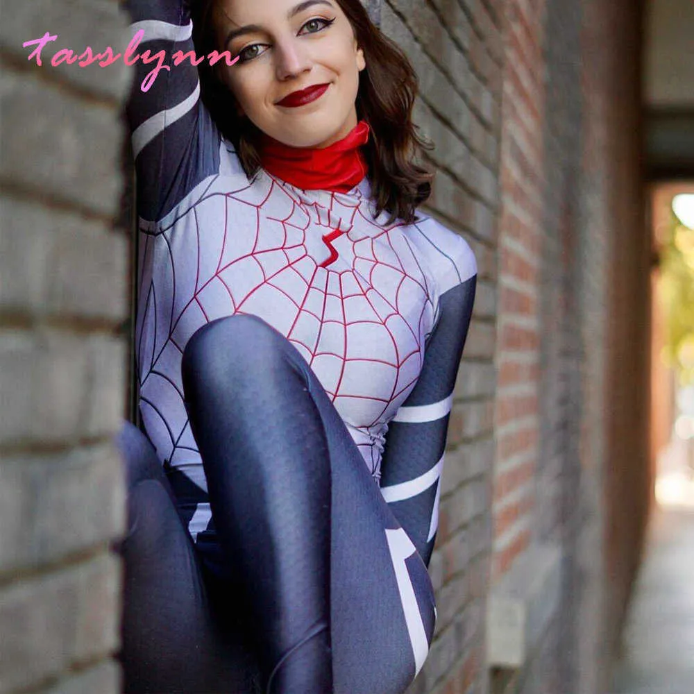 2020 disfraces de Halloween para mujeres superhéroe película Cindy Moon disfraces Cosplay araña seda Cosplay mono G0925256f