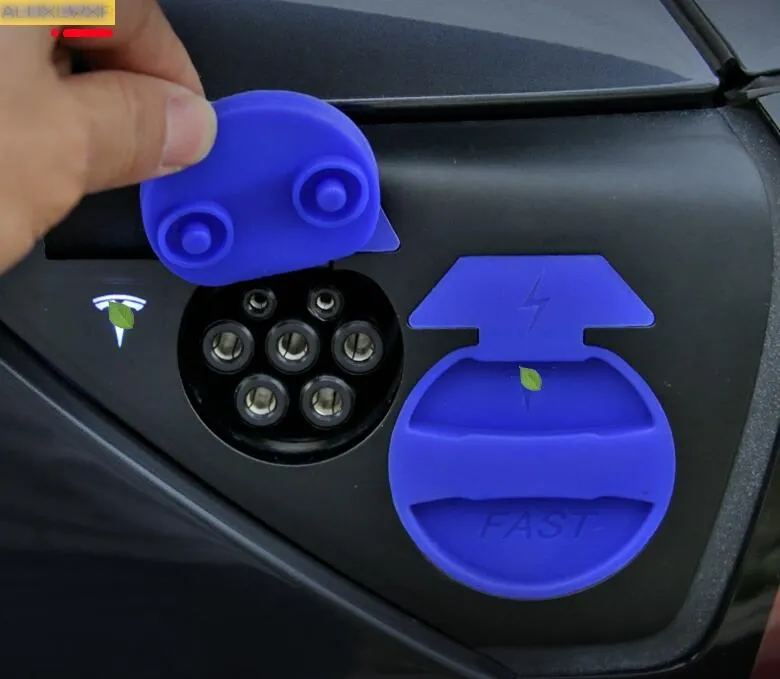 Car Exterior Accessories Charging Cover Trim Decoration Leakage prevention Silicone Waterproof Covers For tesla model 3 Y 2020 2021