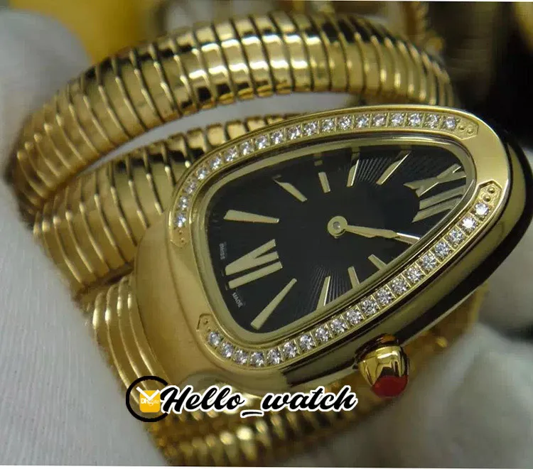 Moda Senhoras Relógios 101923 SP35C6GDG 2T Womens Watch Swiss Quartz White Dial 18K Gold Steel Diamond Bezel Long Winding Bracelet335I