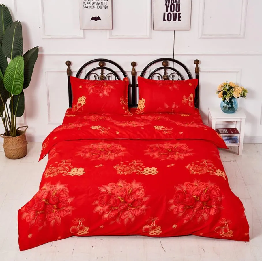 Funda de edredón para recién casados, ropa de cama textil de nueva moda, estilo chino rojo, funda de edredón doble de 200x230cm solo 1 funda de edredón F0341 210420