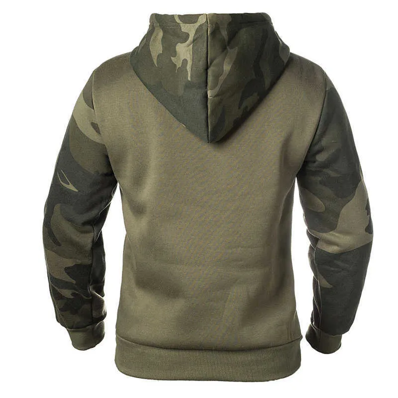 Kontrast hoodies män mode långärmad pullover fleece hoodie med kanga pocket tröja manlig militär lapptäcke outwear 4xl 210730