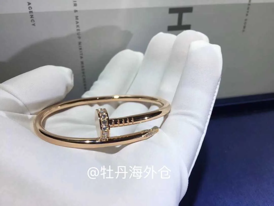 haute qualité 18 carats or rose platine diamant clou large version n serti de diamants hommes et femmes 039s bracelet18145793522432
