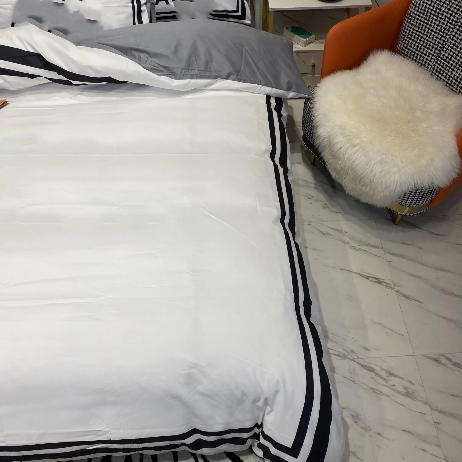 Белый черный модельеры комплекты постельного белья роскошный пододеяльник King Queen Size простыня наволочки дизайнерское одеяло set299q