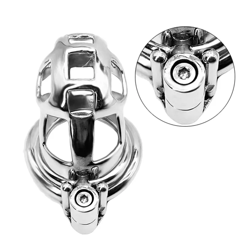 Массажное кольцо F88 для мужского устройства с винтовым замком Скрытый дизайн Металлическая защитная клетка для пениса из нержавеющей стали для мужчин Adult4246788