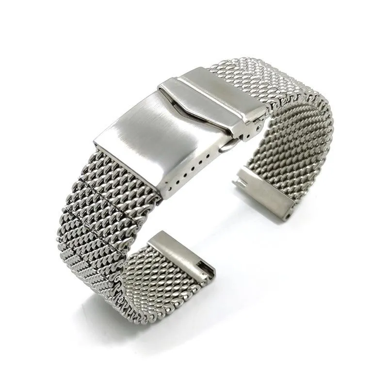 Watch Bands Solid 22mm For Breit-ling Watchband 5 Mesh Stainless Steel Man Strap Flat End Black Silver Quick Release Insurance Buc182Y