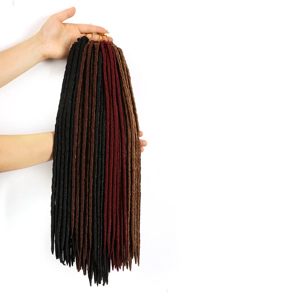 18 polegadas 120g / pack faux locing extensões de cabelo de trança sintética penteados afro hairstyles macio dreadlock marrom preto crochet tranças