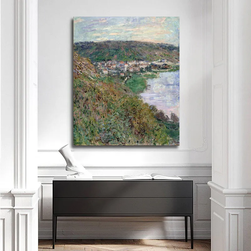 Vintage Monet peinture à l'huile suspendus Art affiche champ de mer paysage mur impression toile Chic Mural dessin ornement décor à la maison 7913117