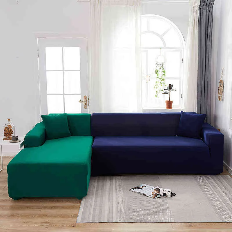 Classic Sofa Cover för vardagsrum Sträcktäck Soffa Chaise Cover Lounge Slipcovers Protector Cushion Cover 211102