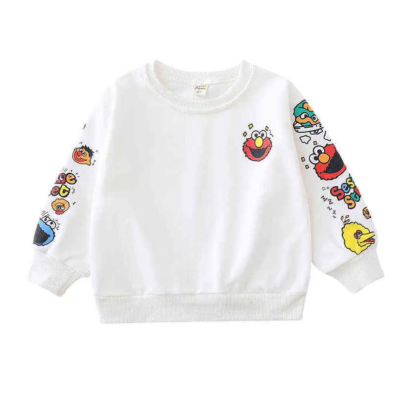 Barn Toppar Tecknad Sesam Street Sweatshirt Vår Höst Barn Långärmad T-shirts Baby Boy Girl Top Tees Casual Clothes G1224