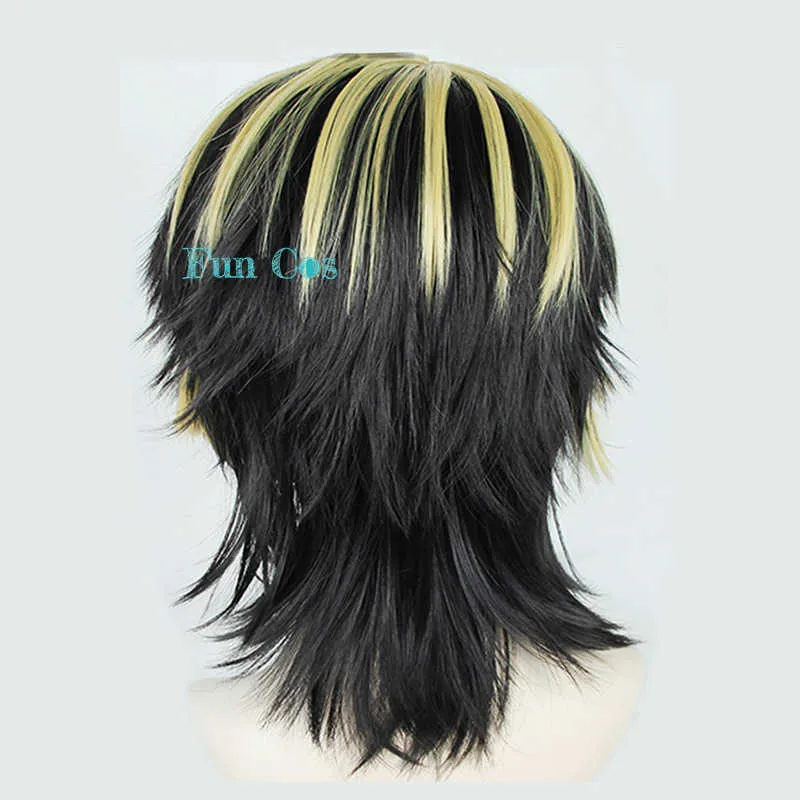 Nouveau Anime Tokyo Revengers Hanemiya Kazutora Cosplay Perruque Noir Doré Court Manji Gang Capitaine Fibre Cheveux Femme Homme Y0913