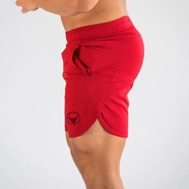 Sommar fitness shorts män gym shorts professionell bodybuilding varumärke kläder joggers träning snabb torr svett shorts 210421