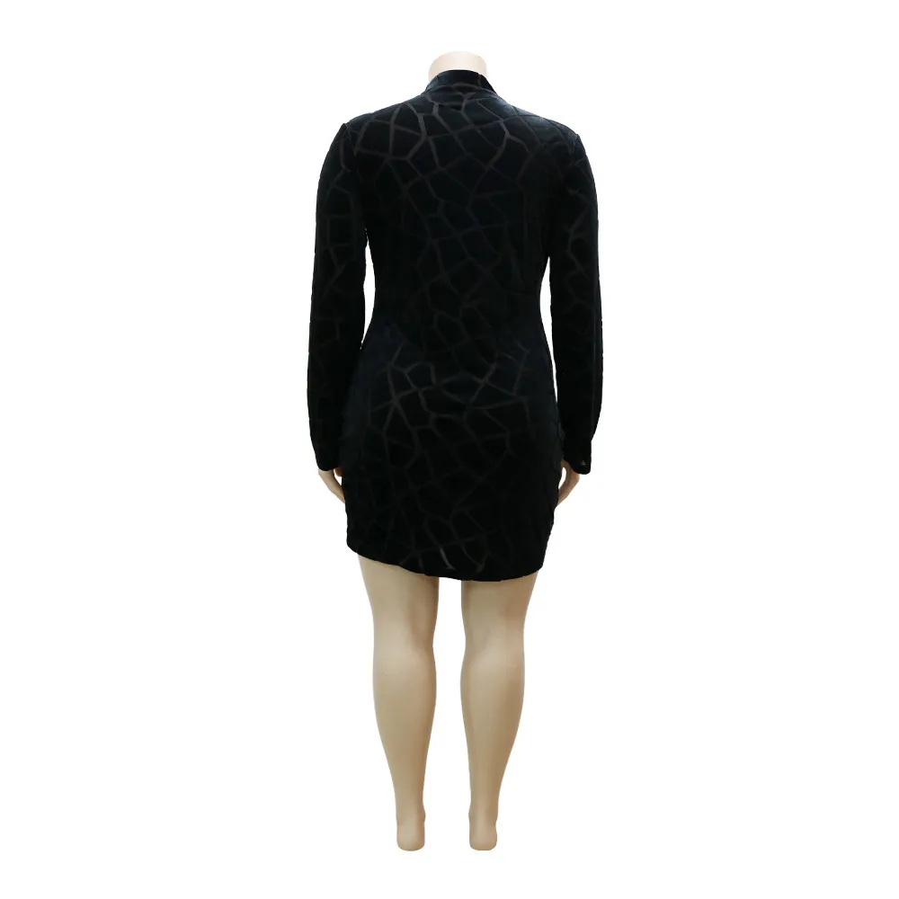 Women Dresses Summer Vestido De Mujer Wholesale Plus Size Clothing L-5XL All Black Long Sleeve Elegant Party Robe 210525
