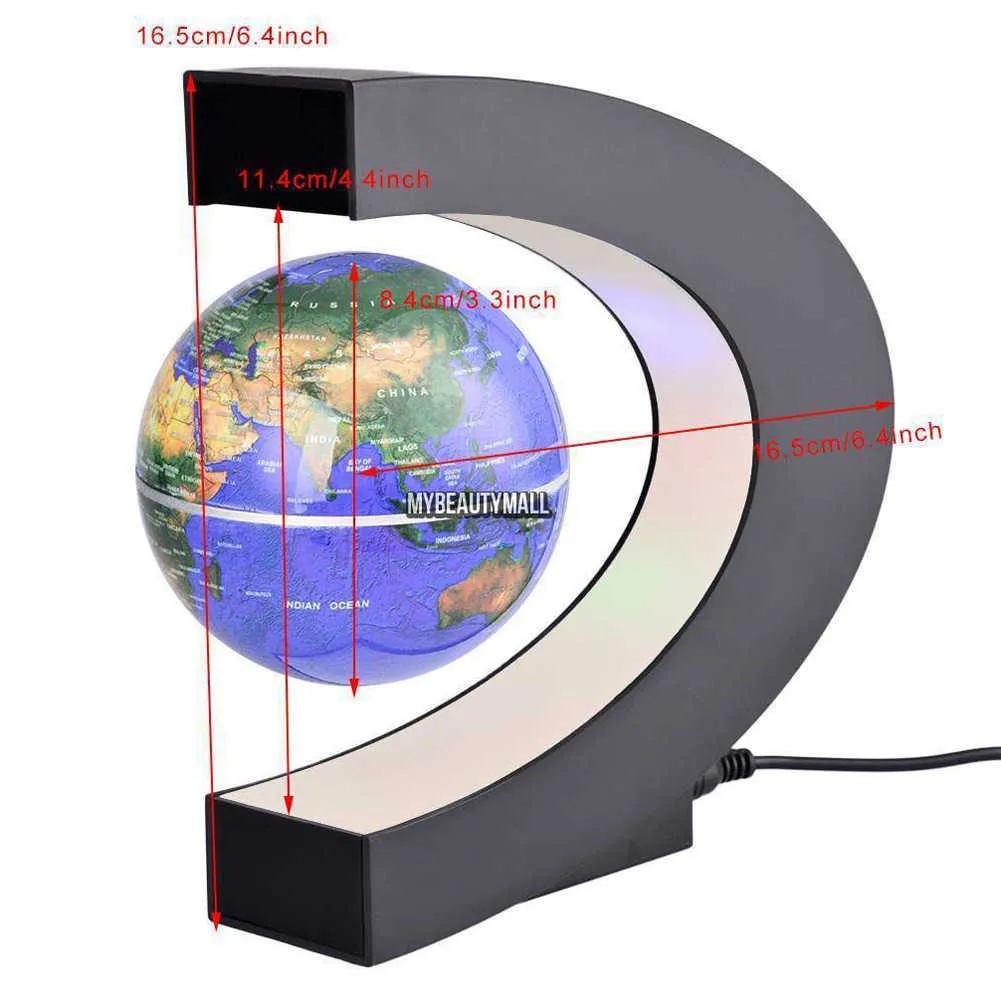 C字形LED世界地図フローティンググローブ抗頭硬化ボールライト磁気浮上クリスマス誕生日戸装飾210804