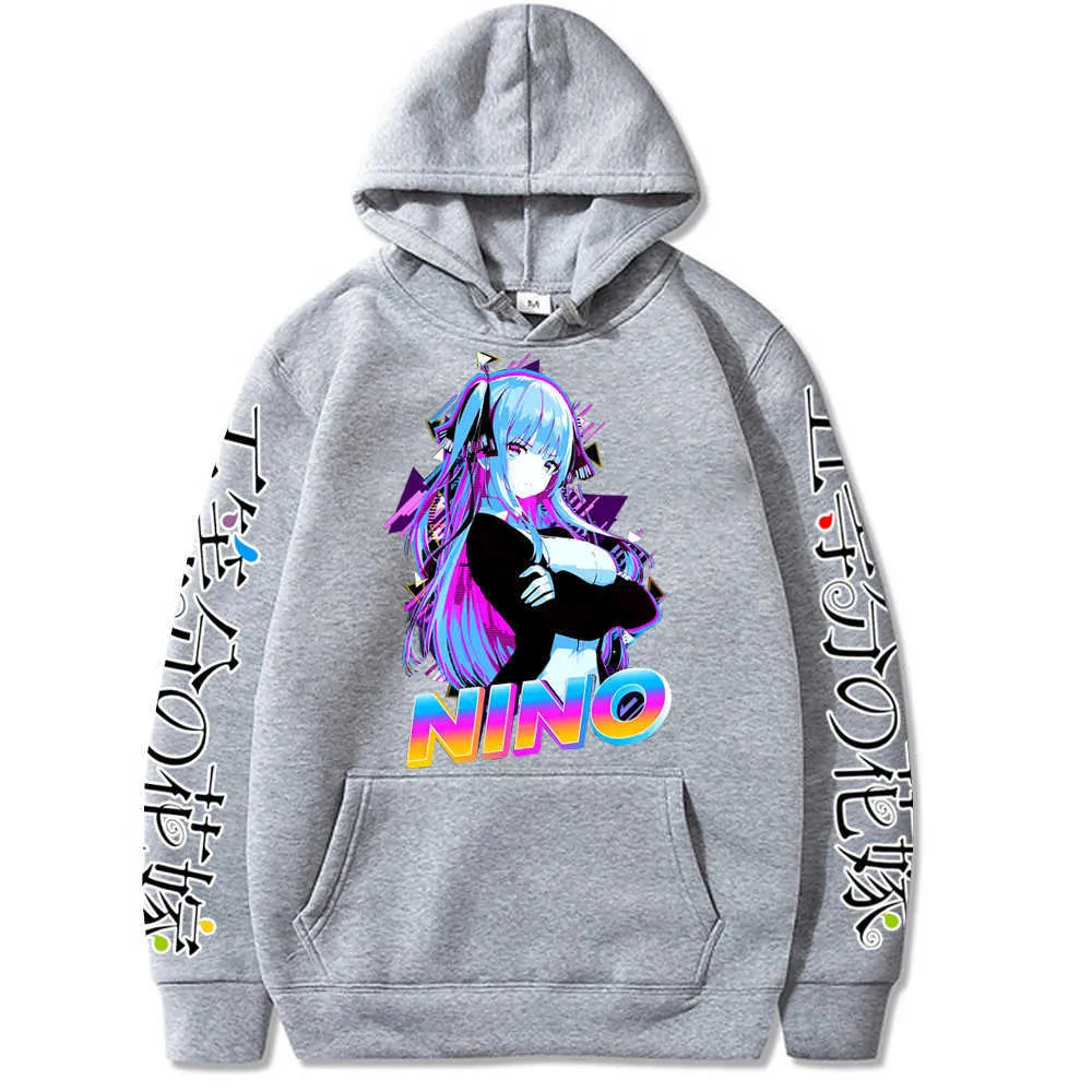 Kvinnor Sexig Pretty Anime Hoodies Hoodie Sweatshirts harajuku Nakano Sleeve Top Pullovers H0910