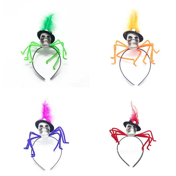 Party Favor Halloween Spider head hoop skull Headband party supplies props terror headdress T2I52776