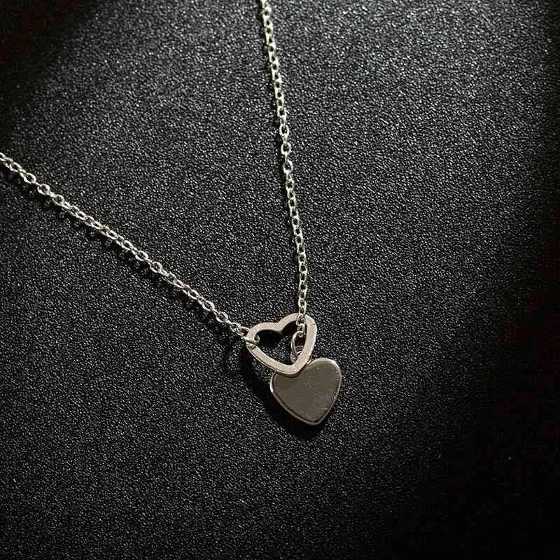 Or argent plaqué coeur amour chaîne collier pendentif Bijoux pour femmes fête mariage fiançailles Bijoux pour mariée cadeau en gros