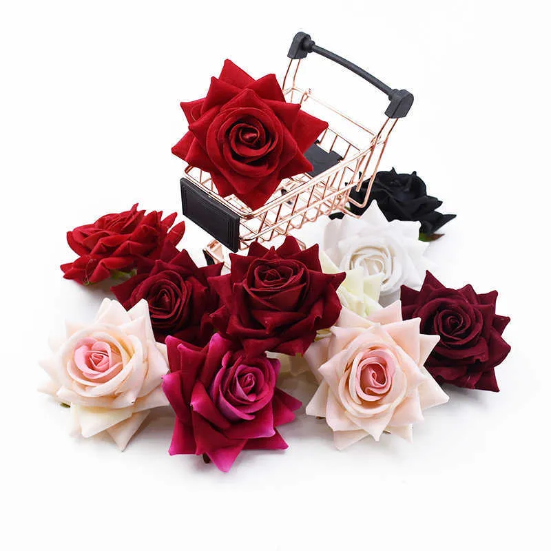 5/10 pz orsacchiotto di rose piante finte matrimonio decorativo fiori Artificiali ghirlanda accessori da sposa liquidazione decorazioni la casa Y0630