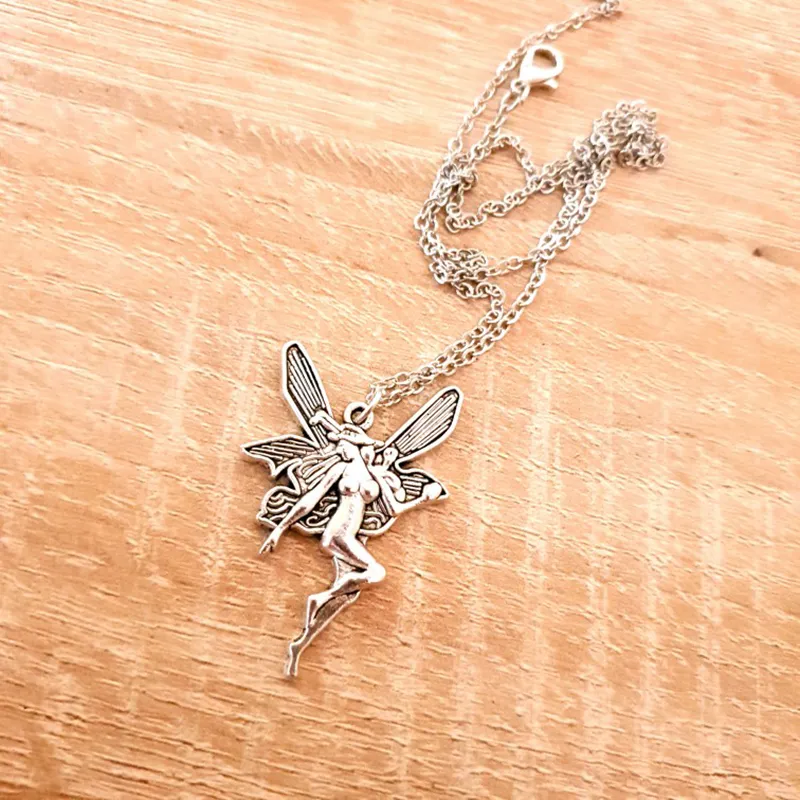 Angel Fairy Pendant Necklace Vintage Fashion Statement Women Cross Chain Choker Jewelry Punk Goth Gothic Wicca Accessories210w