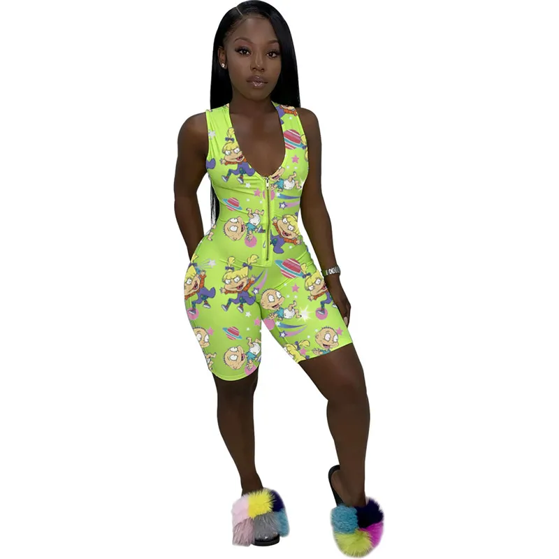 Cartoon print vrouwen jumpsuits schattige rompertjes elegante overalls mode bodycon playsuit pullover comfortabele clubwear verkoopkleding K8679