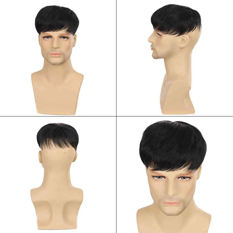 Mumupi men039s Short Wig natural synthetic black hair round head young hairstyle4191315