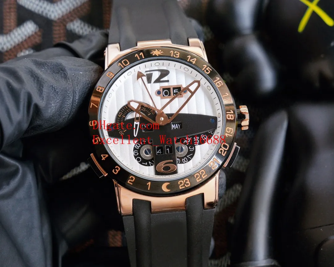 12 ألوان أزياء الساعات المعصم 43 مم 326-00 18K الذهب الوردي التلقائي الميكانيكي EL TORO التقويم الدائم GMT متعدد الوظائف 2866