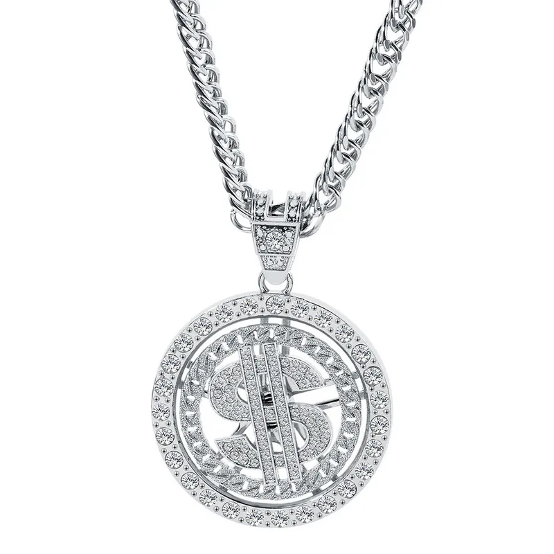 Элемент символа денег Вращающийся графический дизайн Металлическое ожерелье Купите 1 Получите 1 с подвеской Высококачественный модный подарок на годовщину P8276134