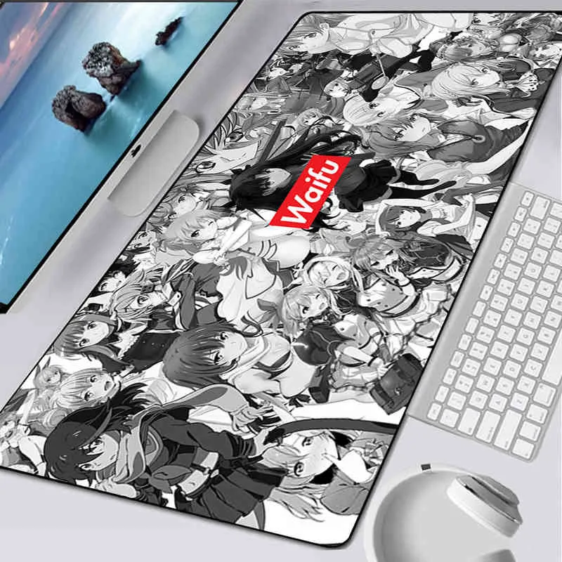 Japanische Sexy Ahegao Anime Mädchen Große Gaming Maus Pad Computer Mousepad Gamer Maus Matte Laptop Mausepad Tastatur Matte Schreibtisch Pad g220304