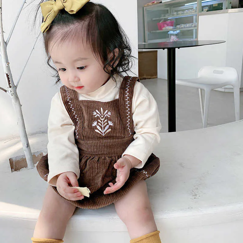été né bébé filles japon coréen barboteuses nourrissons broderie bambins fille coton combinaisons jumelles tenues 1-3 ans 210615
