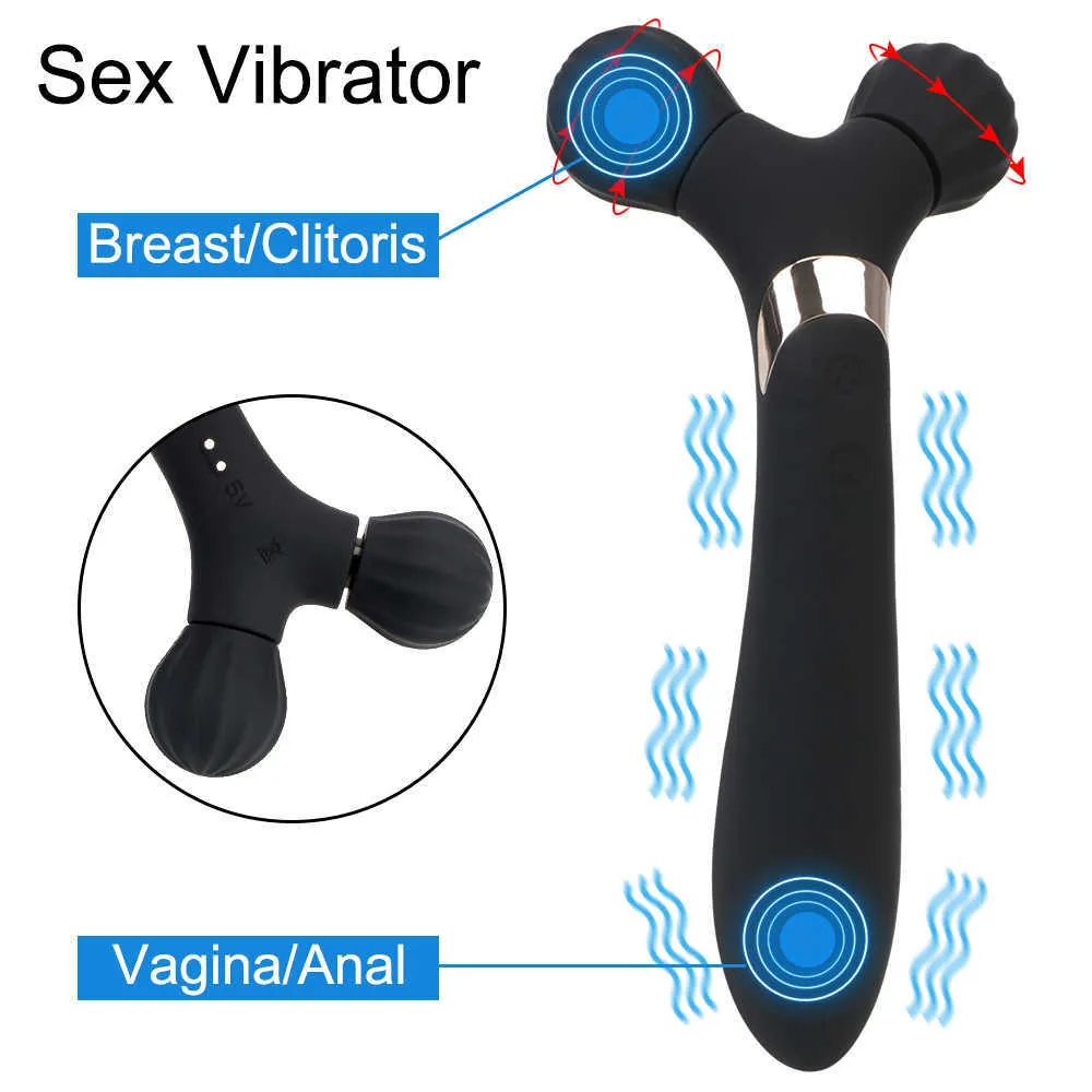 Masaż Elementy Magiczna Różdżka Obracająca Wibrator Sexy Zabawki Dla Kobiet Bierni Masażysta G Spot Clitoris Stymulator USB Akumulator 9 + 9 Tryby