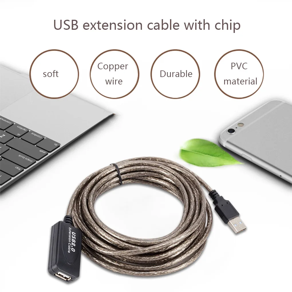 USB 2.0 Удлинительный кабель Активный кабель Потедать мужское до самок высокоскоростного провода USB -адаптер для ноутбука 3 м/5 м/10м