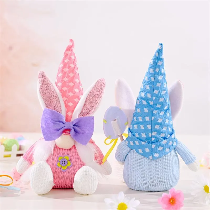 Wielkanocny Bunny Gnome Plush Elf Dekoracje Party Handmade Scandinavian Królik Tomte Wiosna Wielkanoc Dnia Domowe Ozdoby Seayway