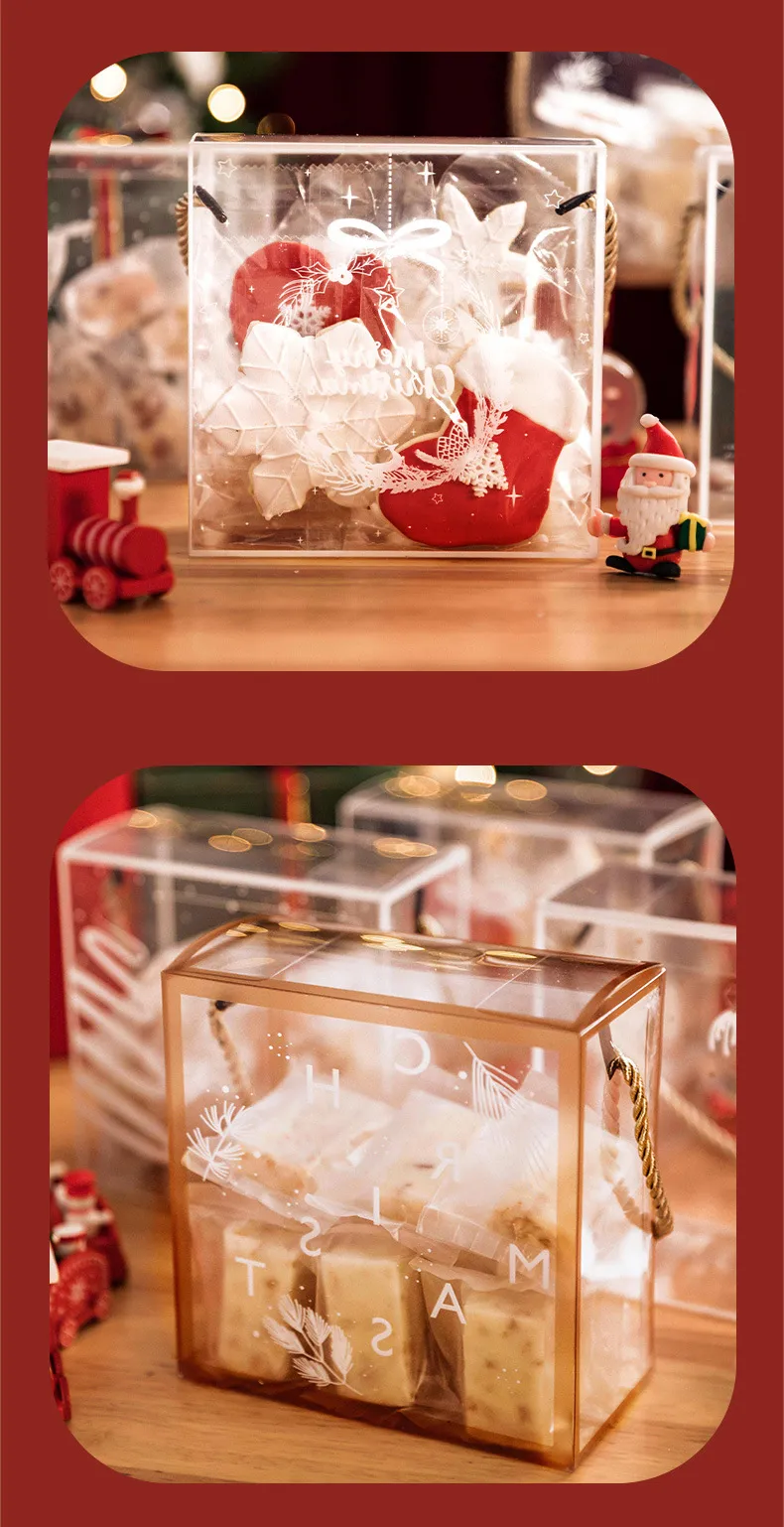 2021 Weihnachten Dekorationen Transparent Candy Box Frühling Festival Geschenk Tragbare Süßigkeiten Keks Geschenk Box