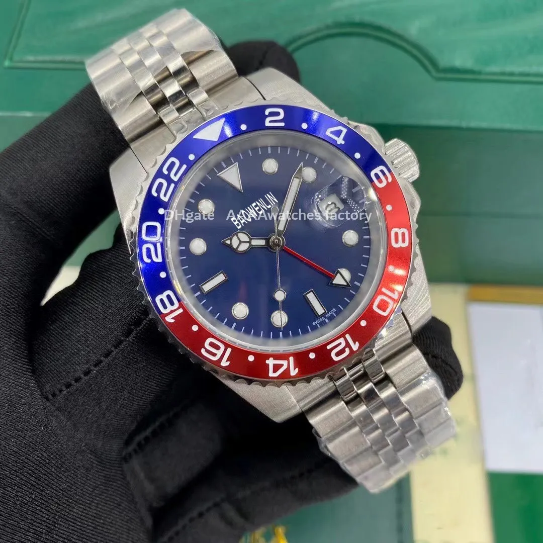 2021 Top Mens Watch Luxo Basel Vermelho Azul Pepsi Relógios Mecânicos Automáticos Luminosos Negócios Relógios de Pulso À Prova D 'Água Homens Wristwa244e