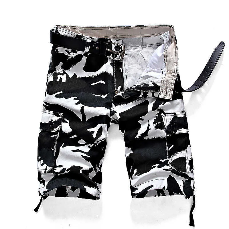 Camouflage Camo Cargo Shorts Men Summer Casual Cotton Multi-Pocket Loose Army Military Tactical Plus Size 44 210716