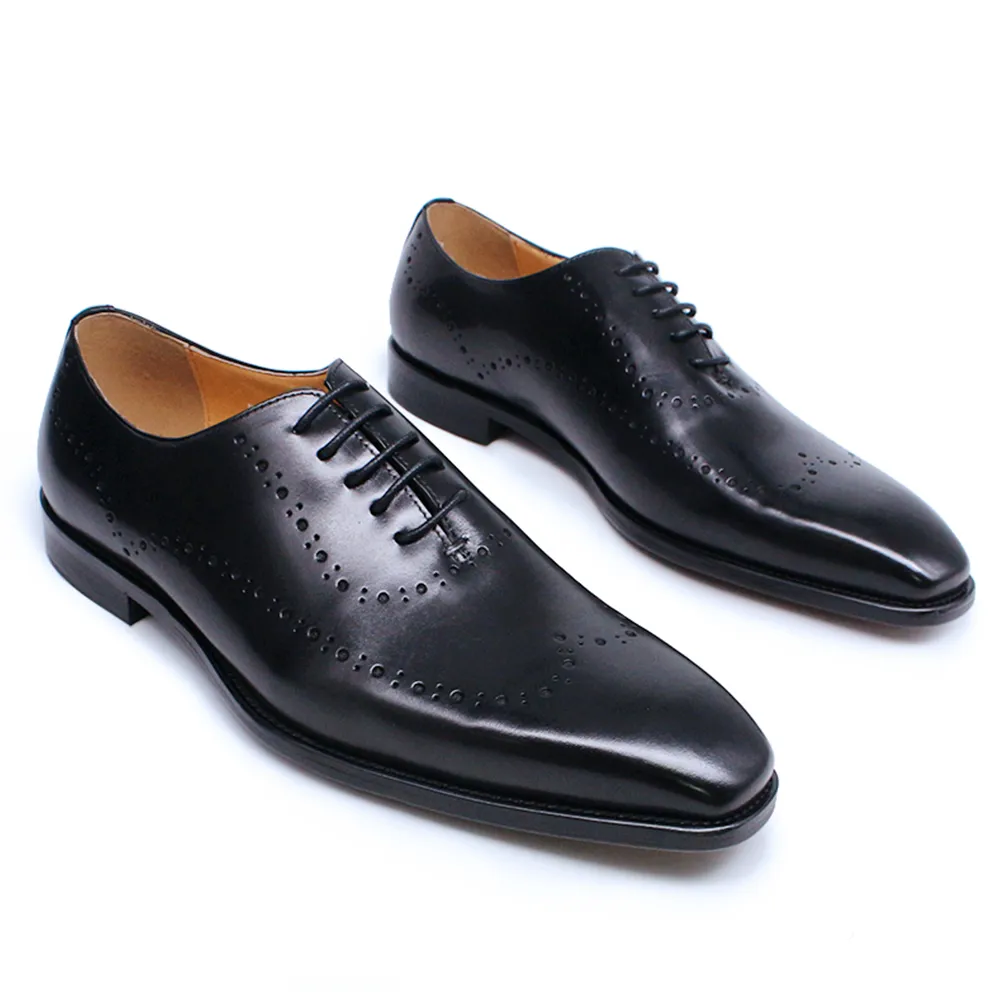 2022 Klassische Herren-Oxford-Kleidschuhe aus echtem Leder, Brogue mit Flügelspitze, Schnürung, Schwarz, Braun, Büro, Business, formelle Schuhe für Herren