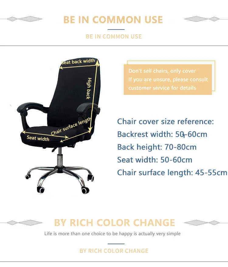 Escritório rotativo cadeira de computador cobre elástico anti-sujo elevador removível para assento da sala de reunião 211116