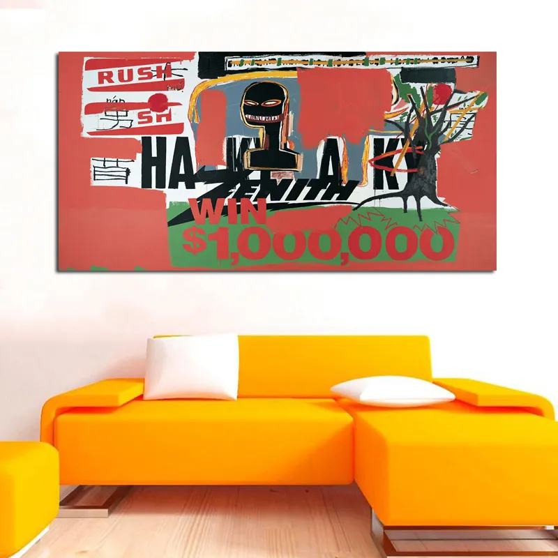 Hot Sell Basquiat Graffiti Art Canvas Painting Wall Art Pictures For Living Room Room Modern Decorative Pictures