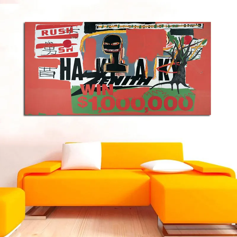 Vendre Basquiat Graffiti Art toile peinture de peinture d'art mural pour le salon Room Pictures décoratives modernes 233V214T4124588