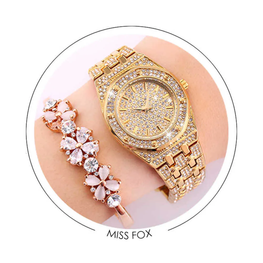 armbandsur Missfox Women039s titta på lyxiga bling diamont kvartsur för kvinnor mode vattentät hiphop klocka lady juveler7166912