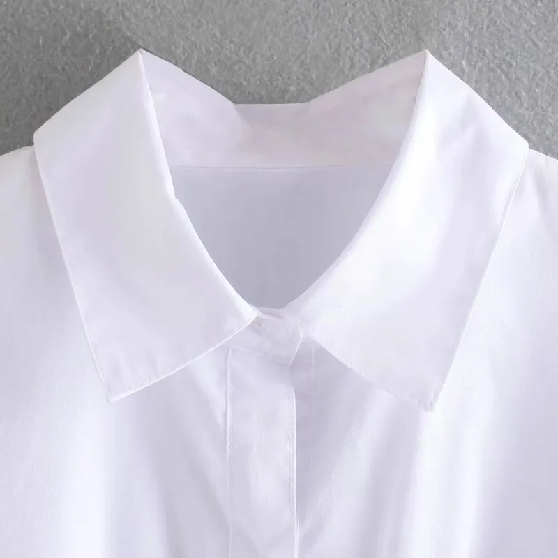 Kvinnor elastisk midja vit isblus kvinnlig långärmad skjorta casual lady lossa toppar blusas s8710 2104304480672